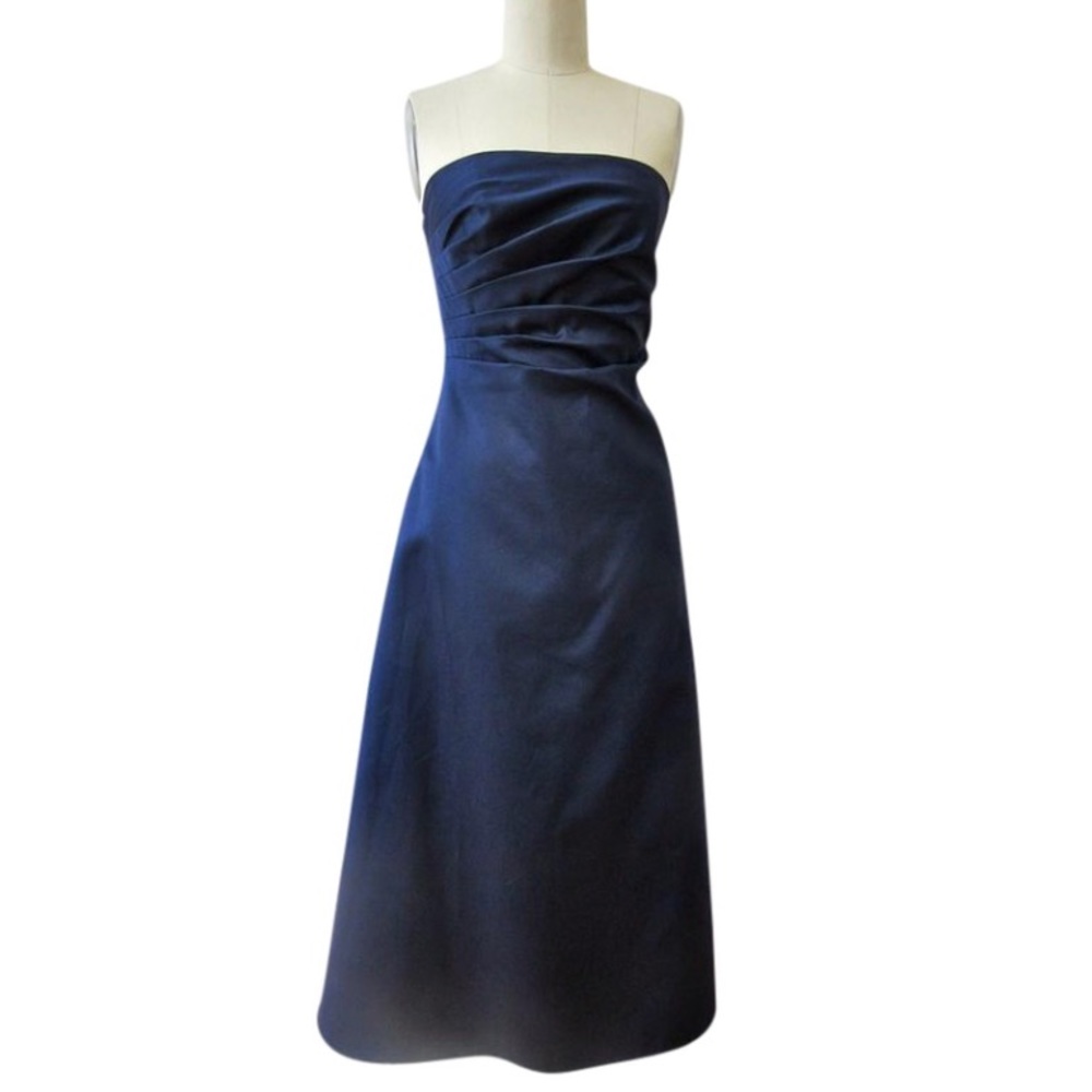 JS Boutique navy satin bridesmaid dress